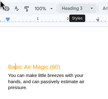 Final output pasted into Google Docs